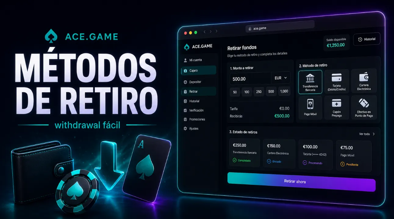Ace Game withdrawal y métodos de retiro
